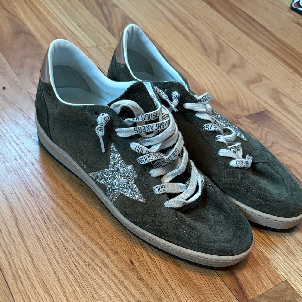 Golden Goose Olive Green and Tan Sneakers - Picture 2 of 7